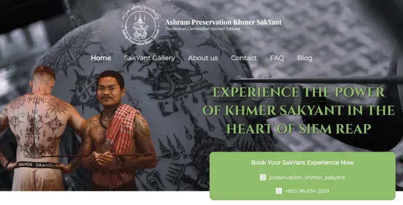 Ashram Preservation Khmer SakYant — Cambodian sacred tattoo studio website built by Astral Soup